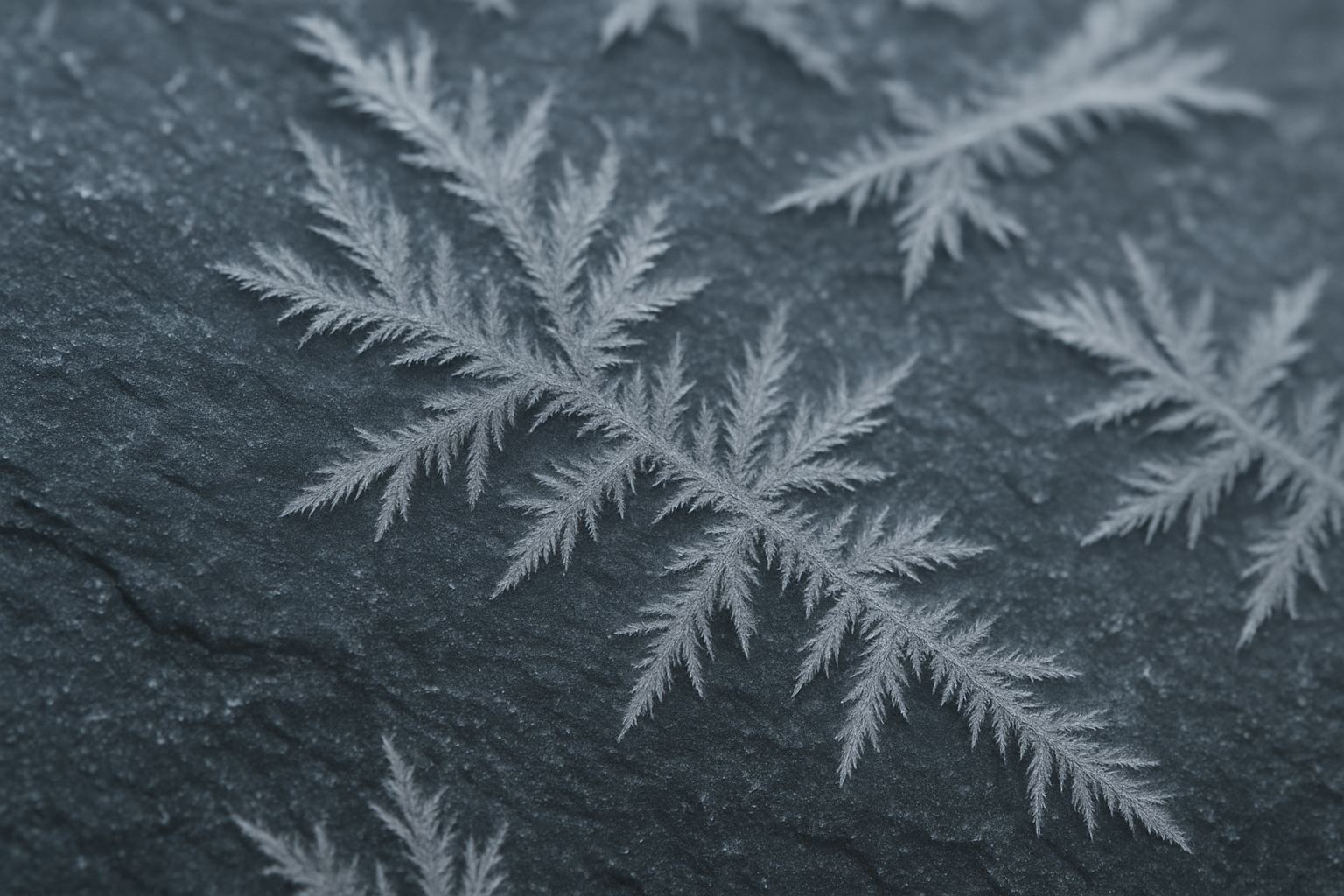 Frost forming on a dark surface at first light. A boundary between a body and the air around it.